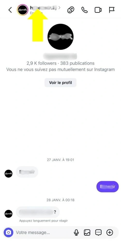 Cliquer sur le nom d'utilisateur