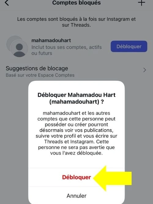 Confirmer déblocage