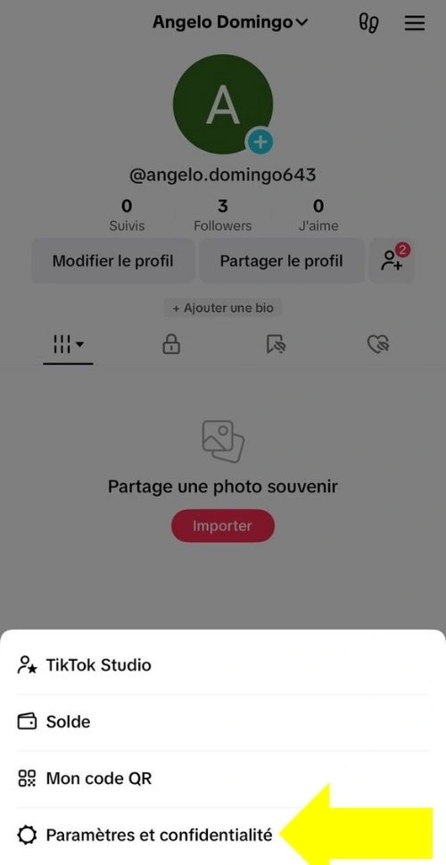 Cliquer sur paramètres et confidentialité