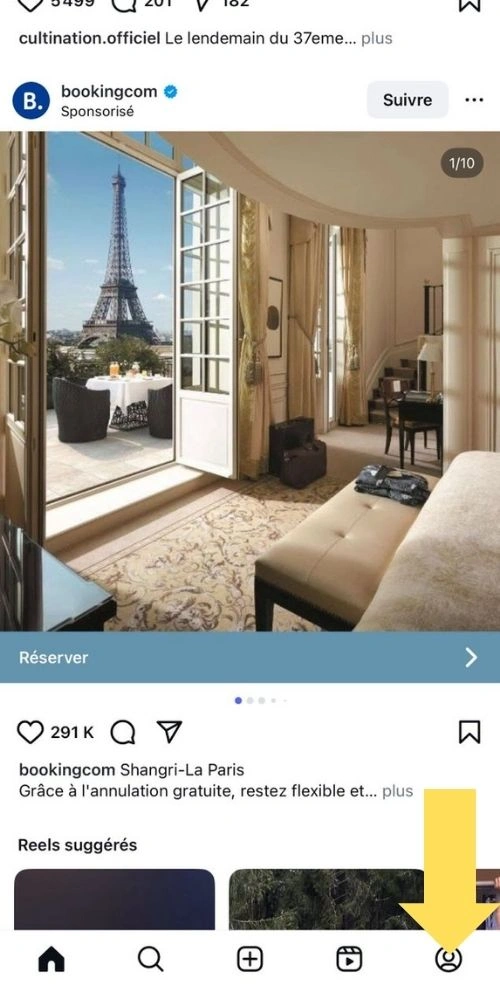 Cliquer sur le profil en bas