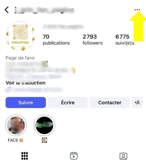 Cliquer sur les trois points en haut