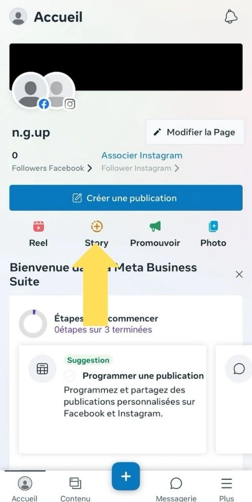 Cliquer sur story