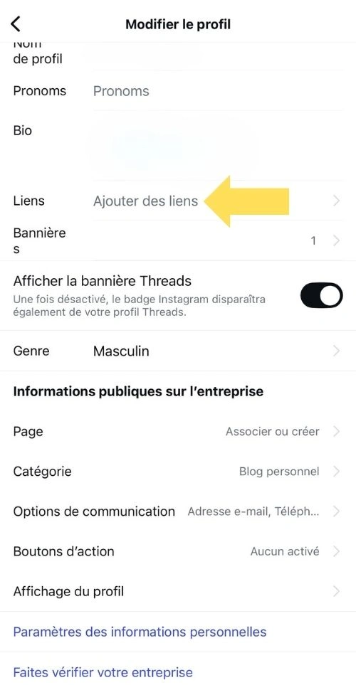 Placer le lien dans sa Bio