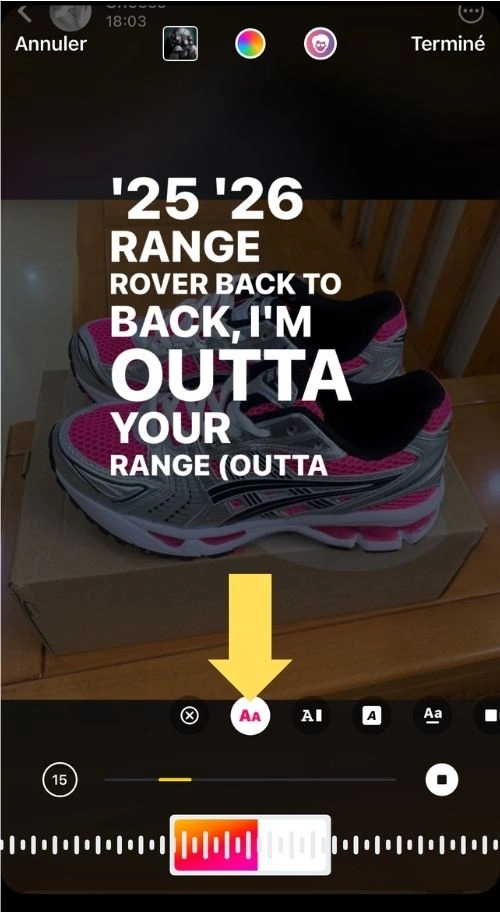 Cliquer sur le signe en lettre pour faire apparaitre les paroles de la musique