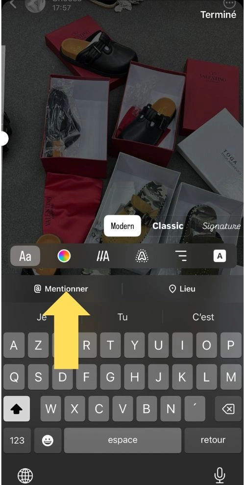Cliquer sur Mentionner