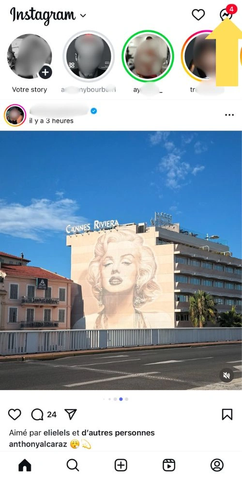 Cliquer dans le coin en haut sur la messagerie