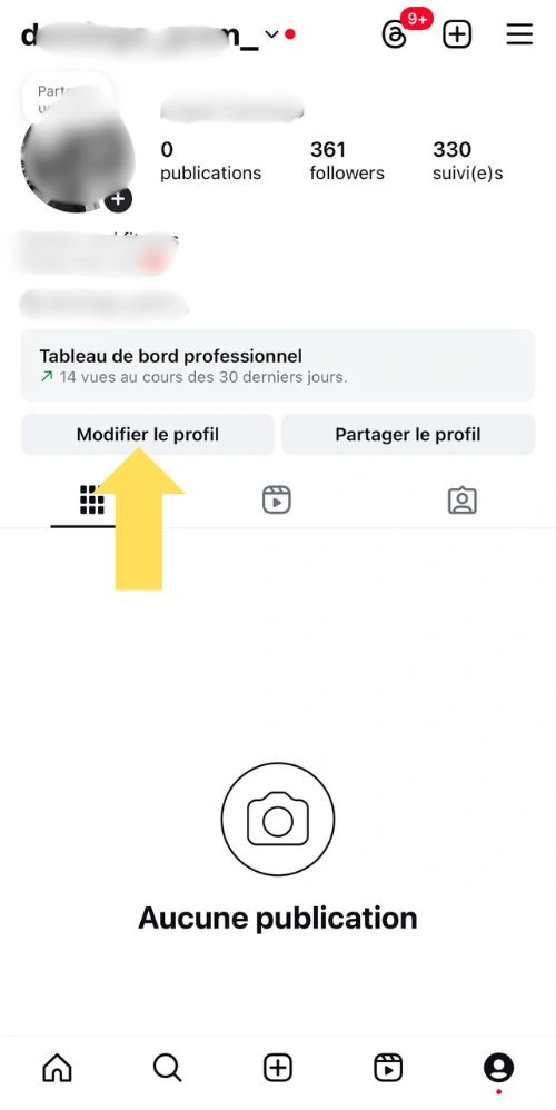 Cliquer sur modifier le profil