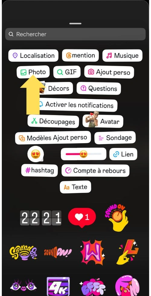 Cliquer sur Photo
