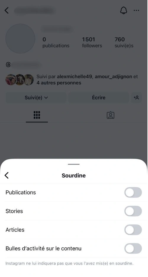 Cocher ce que tu veux mettre en sourdine