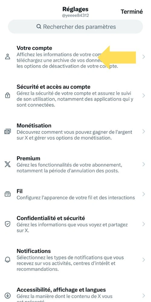 Cliquer sur votre compte