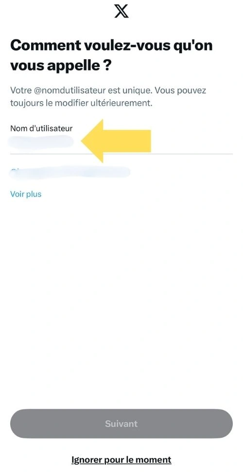 Ajouter un nom d'utilisateur