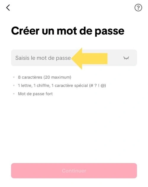 Cliquer sur Mot de passe