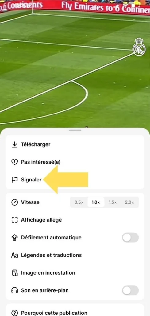 Cliquer sur signaler
