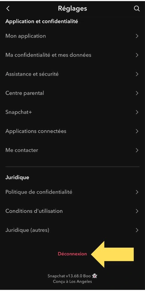 Cliquer sur Déconnexion