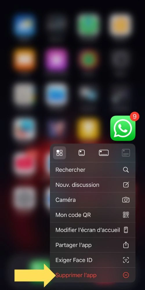 Cliquer sur supprimer l'app