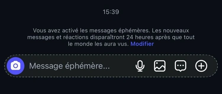 Activation des messages éphémères