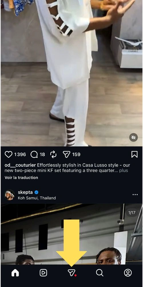 Cliquer sur signe de messagerie