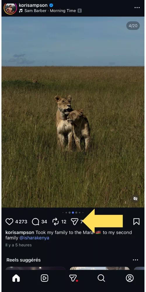 Cliquer sur le bouton de partage