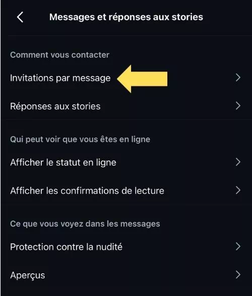 Cliquer sur Invitations par message