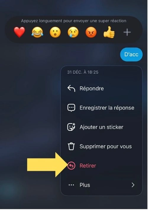 Cliquer sur Retirer