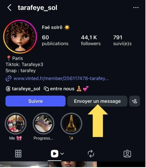 Cliquer sur Envoyer un message
