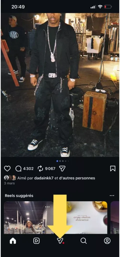 Cliquer sur la messagerie