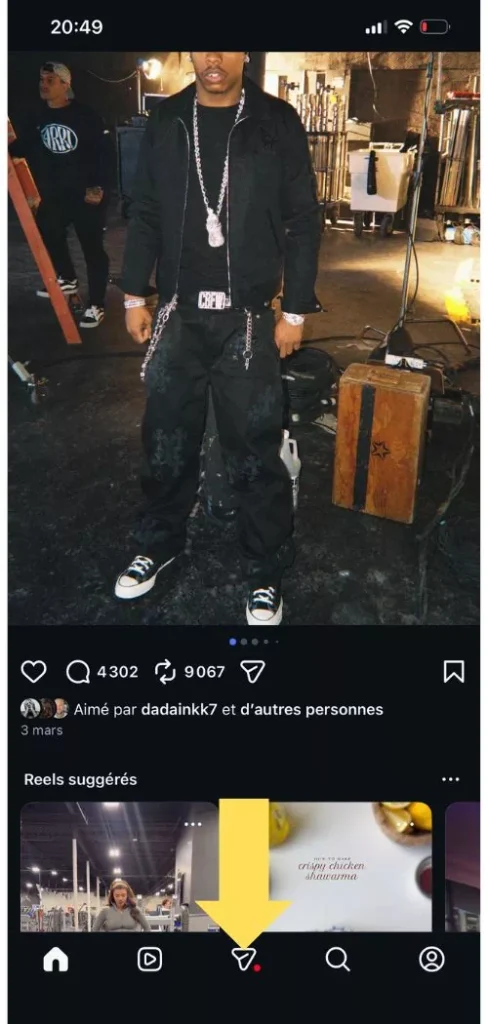 Cliquer sur la messagerie