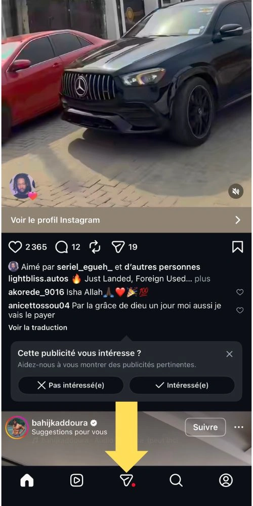 Cliquer sur la messagerie