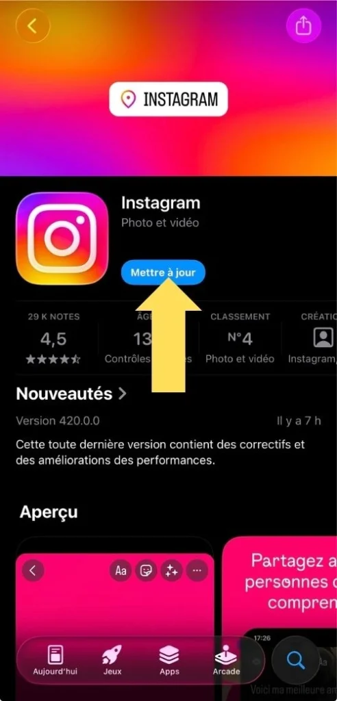 Mettre à jour l'application