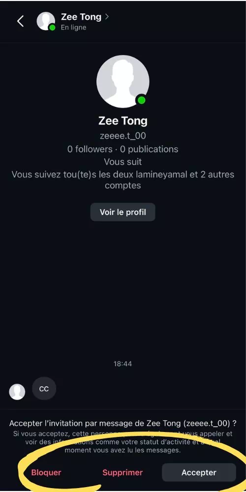 Bloquer, supprimer ou accepter la demande d'invitation