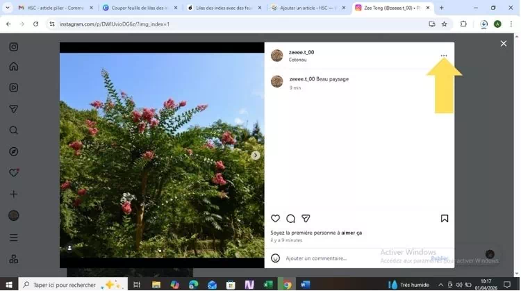 Cliquer sur trois points en haut