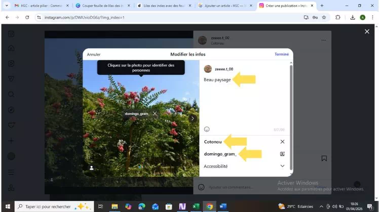 Modifier la légende, la localisation et géolocalisation