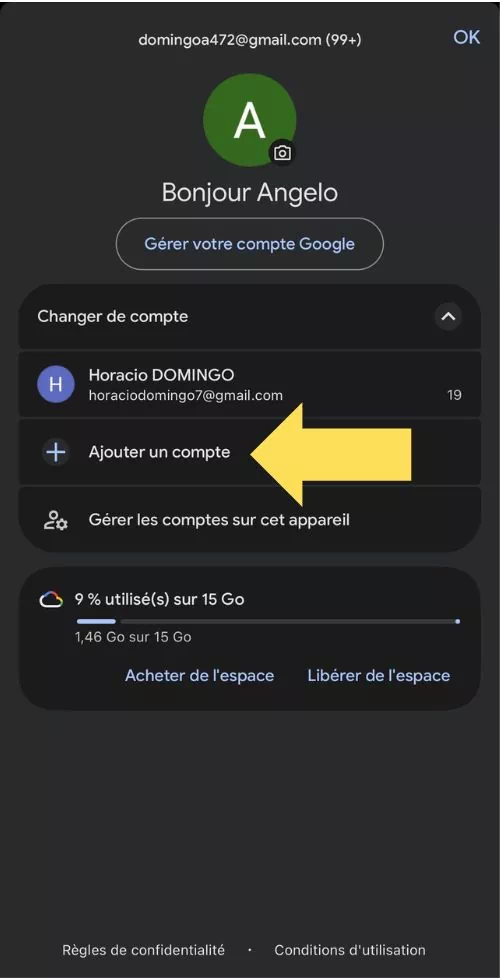 Cliquer sur Ajouter un compte