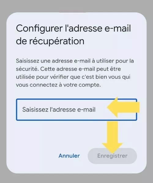 Mettre l'adresse mail et cliquer sur enregistré