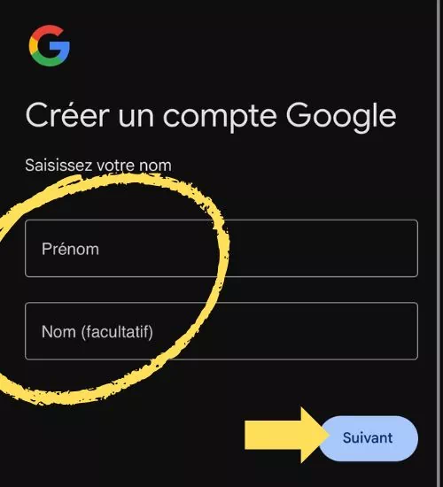 Mettre un Prénom puis et cliquer sur suivant