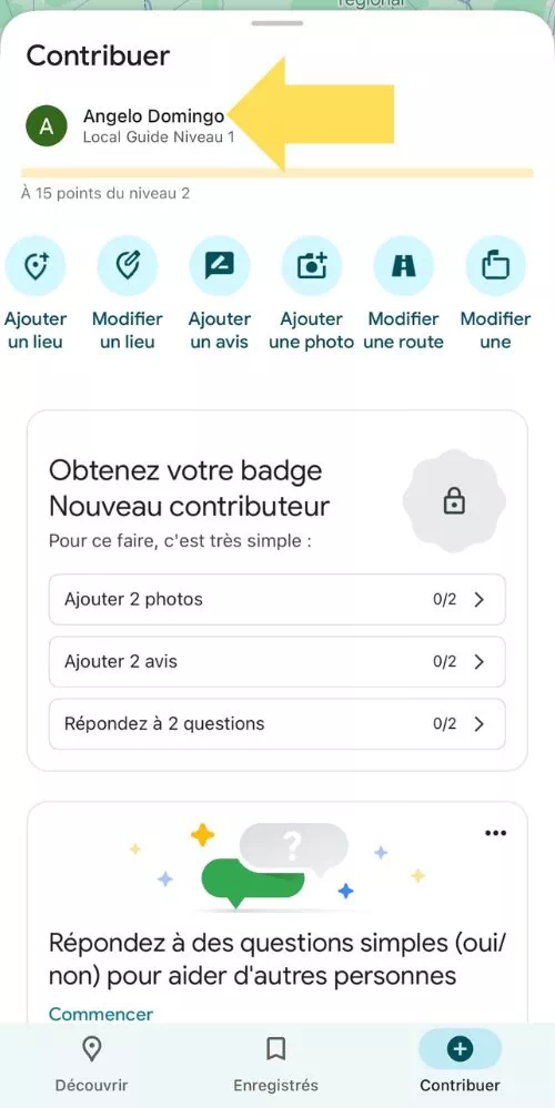 Cliquer sur le profil