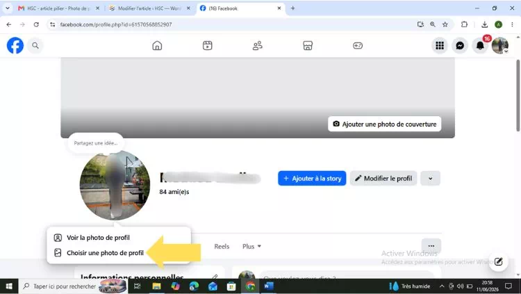Cliquer sur Choisir une photo de profil