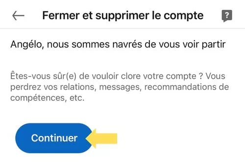 Cliquer sur continuer