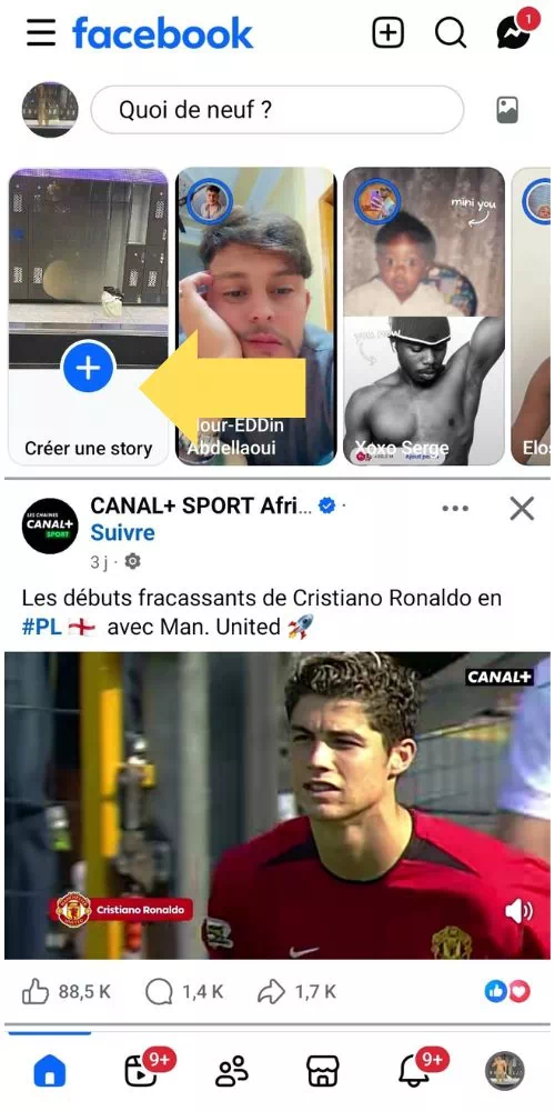 Cliquer sur Créer une story