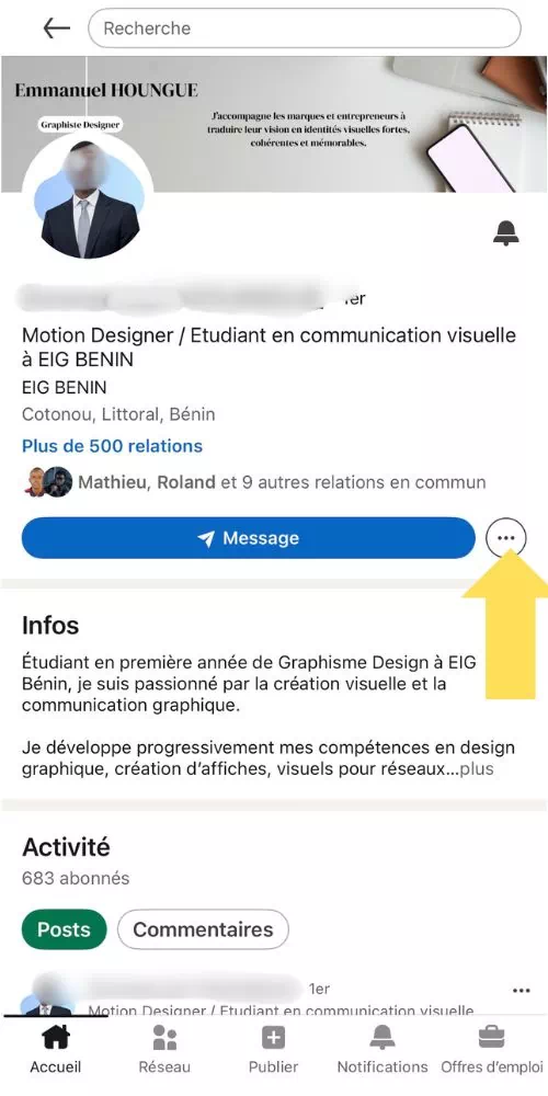 Cliquer sur les trois points à gauche